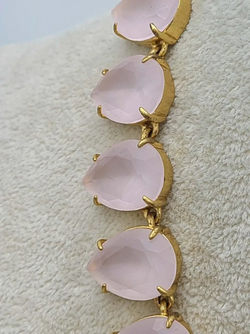 J Crew Frosted Matte Satin Light Pink Tear Drop Crystal Necklace
